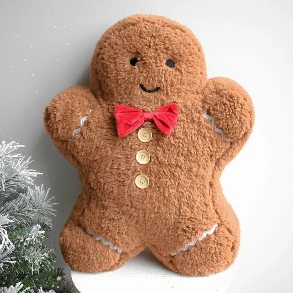 Cupcakes and Cashmere Gingerbread Man Cottage Christmas Decor Plush Throw Pillow